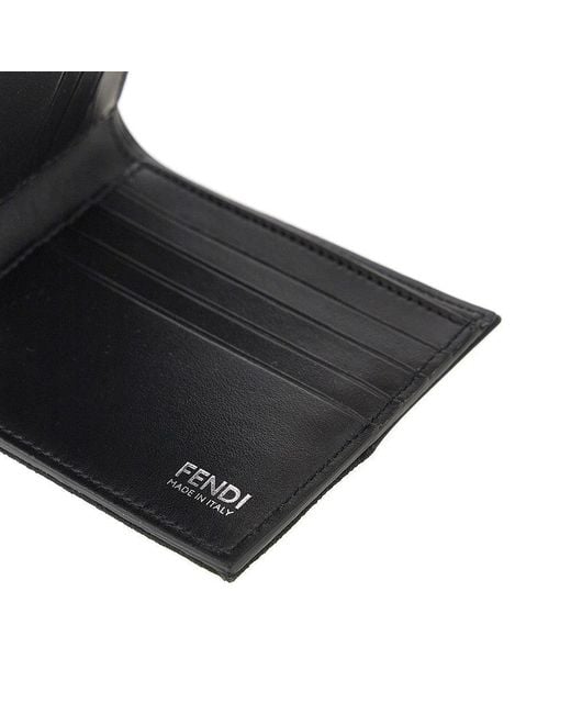 Fendi Black Ff Jacquard Bi-Fold Wallet for men