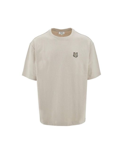 T-Shirt Oversize Con Patch Bold Fox Head Uomo di Maison Kitsuné in Natural da Uomo