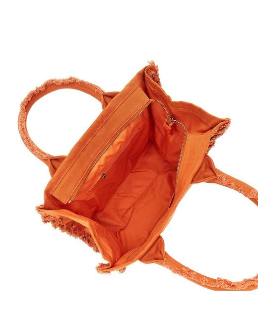 Pinko Orange Canvas Medium 'Beach' Shopping Bag