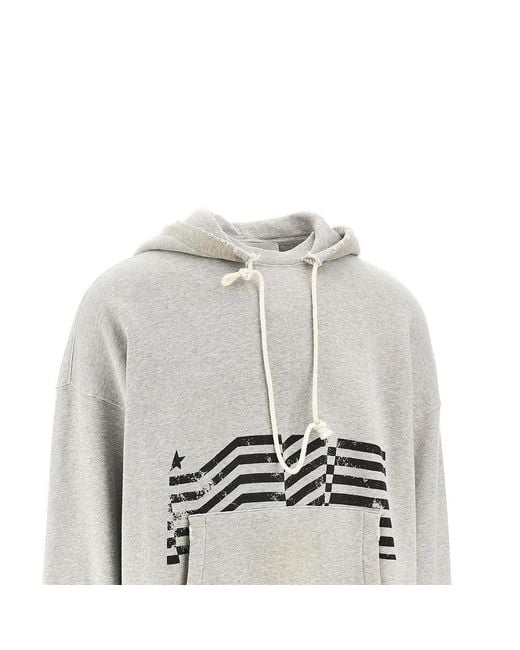 Golden Goose Deluxe Brand Gray Printed Cotton Hoodie for men