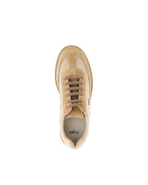 Fendi Natural Ff Fabric And Suede Leather Sneakers Kids for men