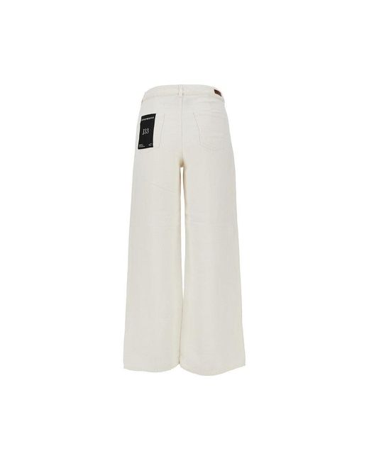Emporio Armani White 'J33' Wide Cropped Leg Jeans