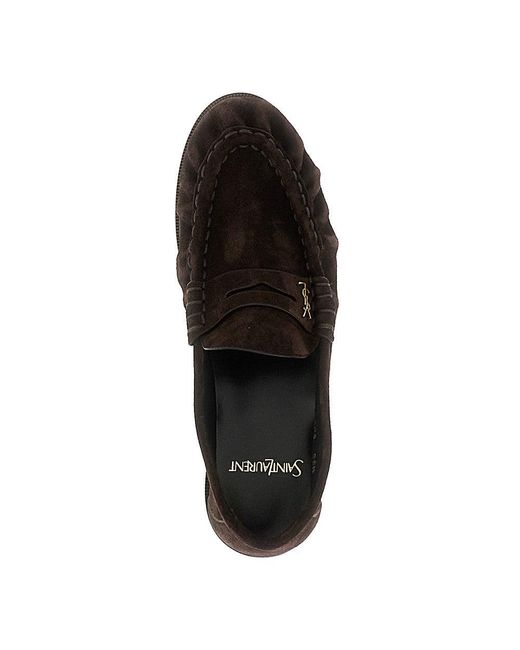 Saint Laurent Brown 'Le Loafer' Suede Leather Loafers