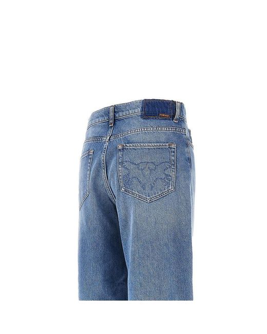 Pinko Blue Balloon Fit Jeans With Frayed Hem