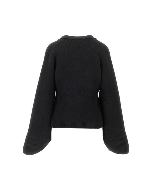 Khaite Black 'Scarlet' Cashmere Cardigan