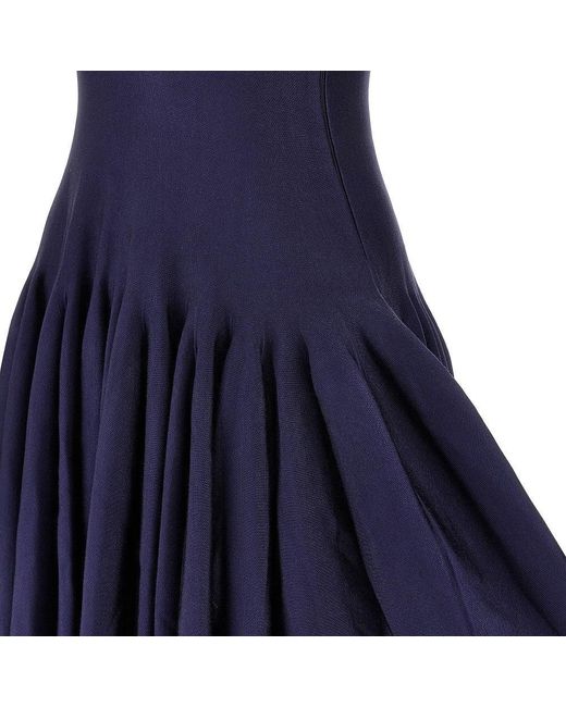 Alaïa Blue Knitted Midi Dress With Godet