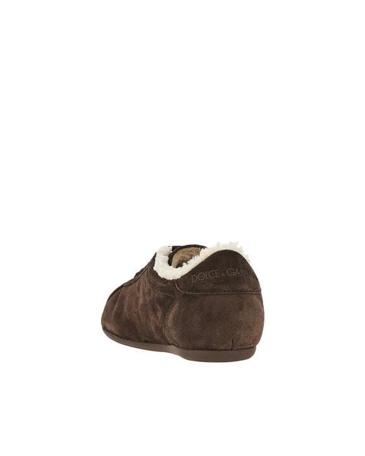 Dolce & Gabbana Brown 'Ballet' Suede Leather Sneakers