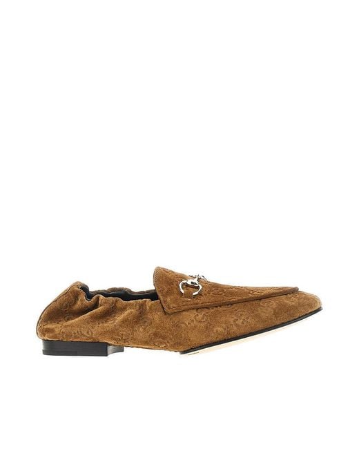 Gucci Brown Suede Leather 'Jordaan' Loafers
