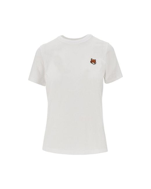 Maison Kitsuné White 'Fox Head' Patch T-Shirt