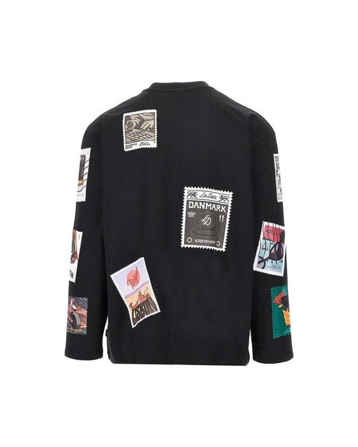 Les Deux Black Printed Cotton T-Shirt for men