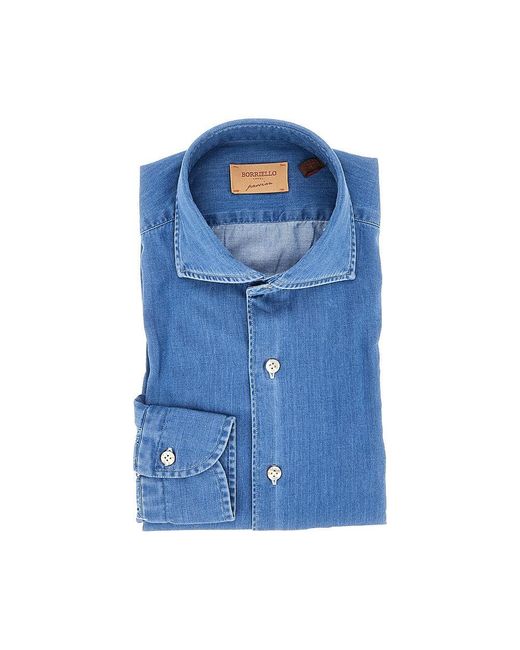 Borriello Blue Cotton Denim Shirt for men