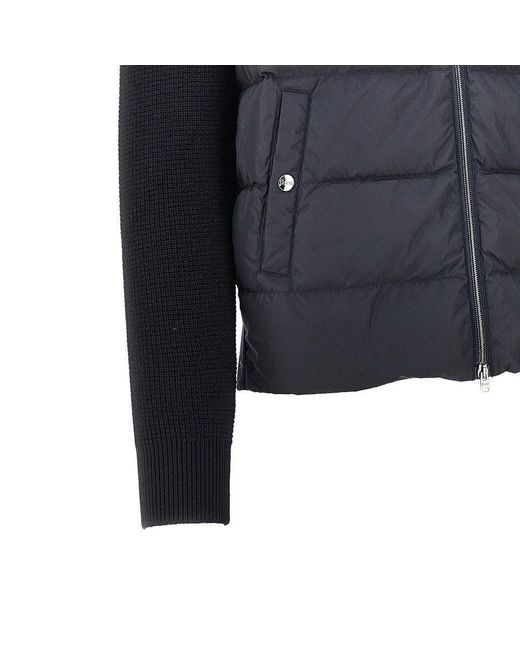 Herno Blue Padded Nylon And Wool Cardigan for men