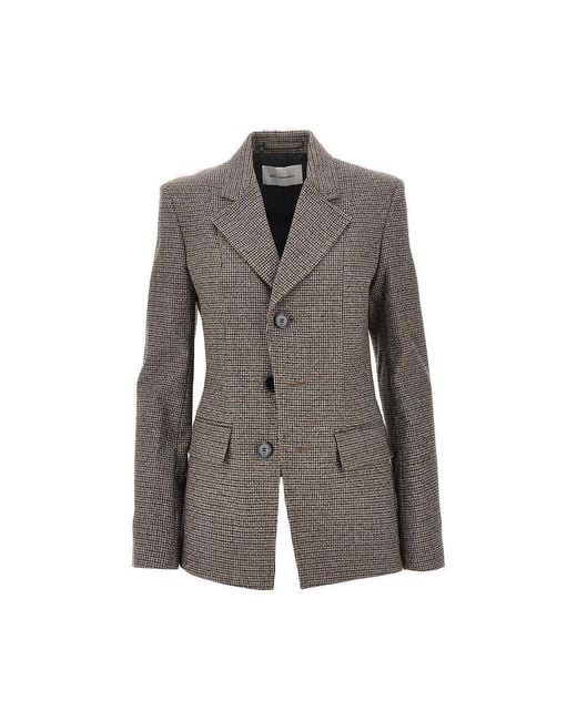 AMI Gray Houndstooth Single-Breasted Jacket
