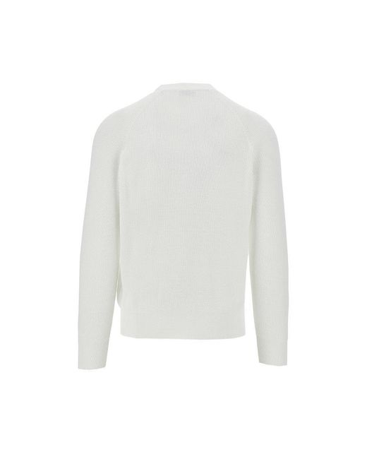 Brunello Cucinelli White English Rib Cotton Cardigan for men