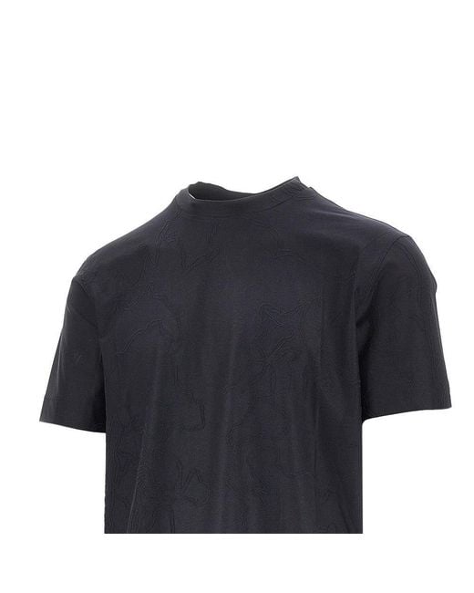 Emporio Armani Black Jacquard Stretch Jersey T-Shirt for men