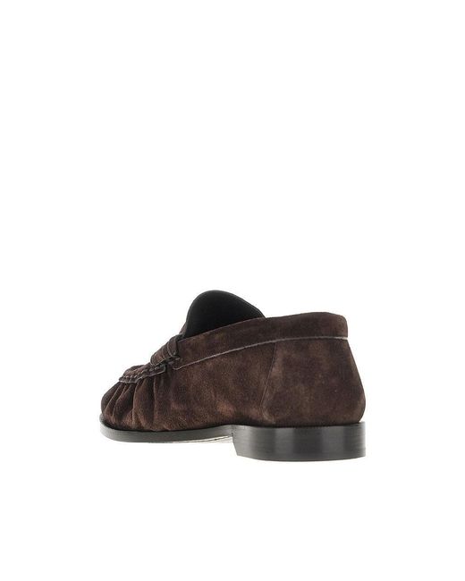 Saint Laurent Brown 'Le Loafer' Suede Leather Loafers