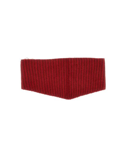 Bellerose Red Knitted Scarf With Striped Motif Kids