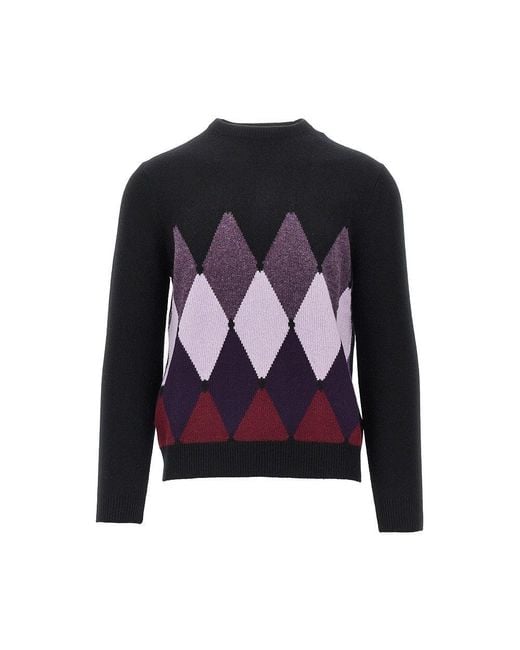 Ballantyne Blue Cashmere Lozenge Sweater for men