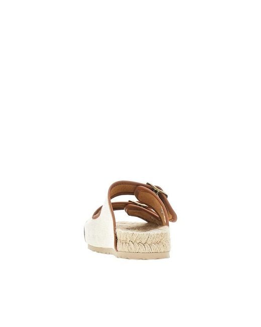 Manebí Natural Canvas And Leather Slides