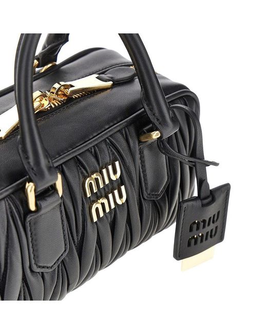 Miu Miu Black Matelassé Nappa Leather Small 'Arcadie' Bag