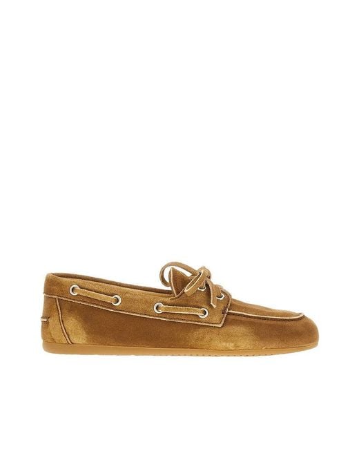 Miu Miu Brown Suede Leather Deck Shoes