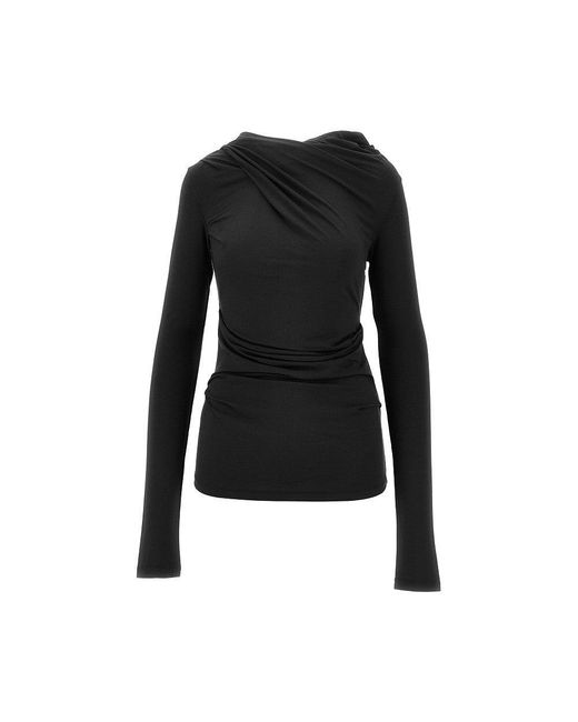 Entire studios Black Draped Jersey Top