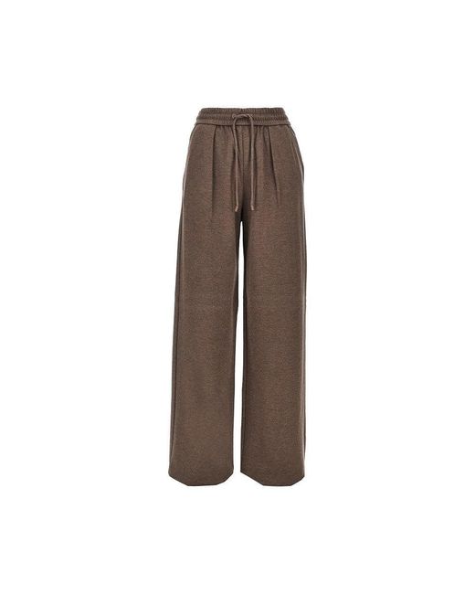Max Mara Brown Silk-Blend Jersey Wide-Leg Pants