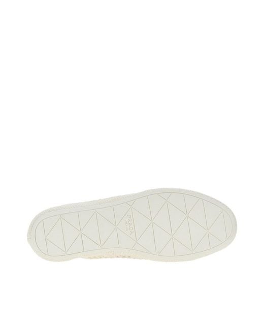 Prada White Crochet Knitted Collapse Sneakers