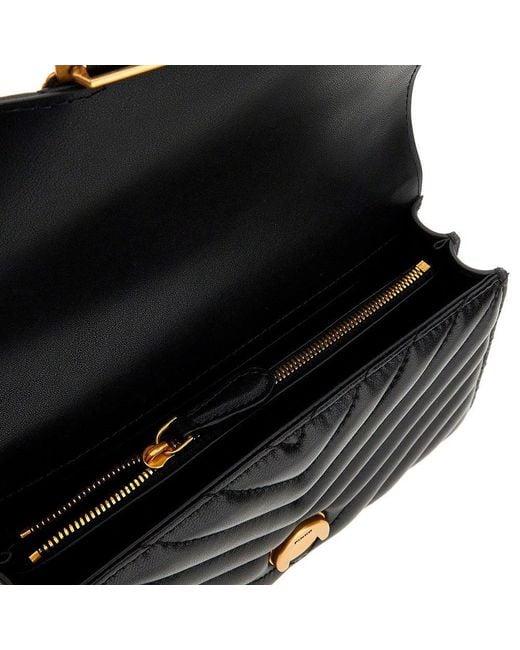 Pinko Black Chevron Leather Mini Love One Bag