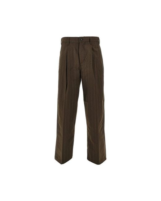 Obey Brown Dean Stripe Pleated Pants for men