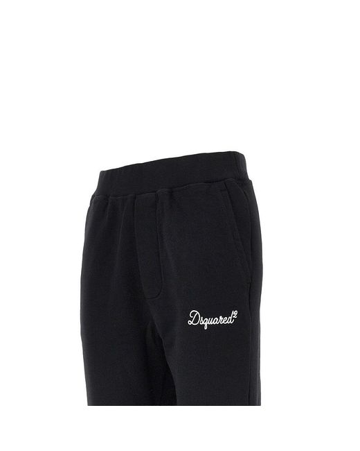 DSquared² Black Cotton Sweatpants With Logo Embroidery for men