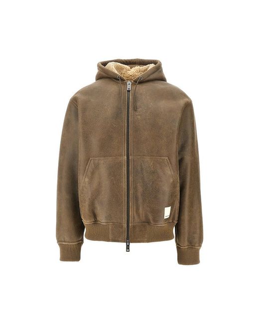 Emporio Armani Men's Brown New York Capsule Shearling Blouson Jacket