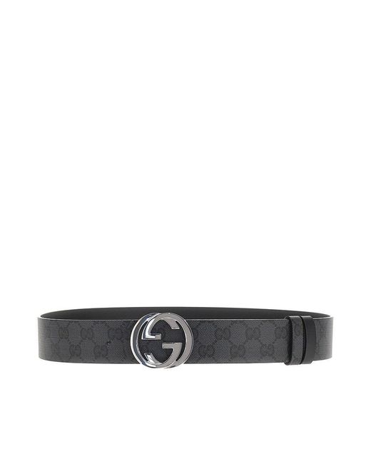 Gucci Black Gg Interlock Reversible Belt for men
