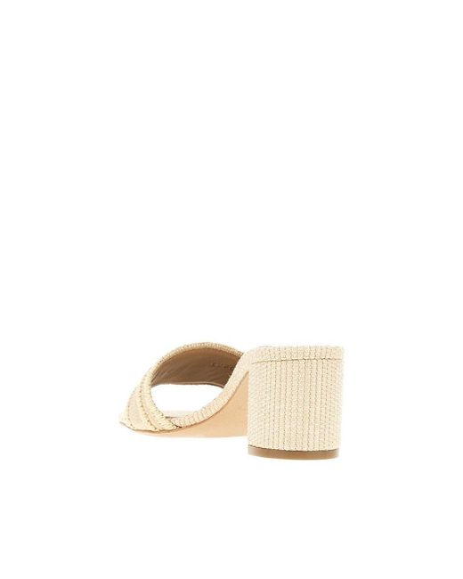 Emporio Armani Natural Woven Raffia Mules With Ea Logo