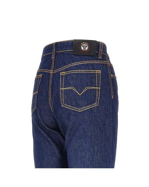 Versace Blue Cotton Denim Jeans With Medusa Detail