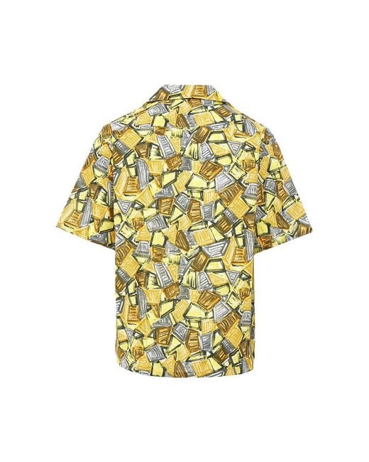Prada Yellow Printed Batista Shirt for men