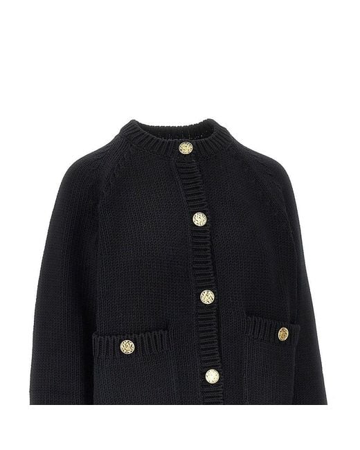 Totême Black Cotton Knitting Cardigan