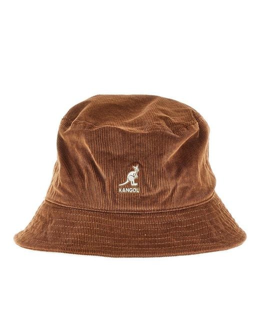 kangol-bucket-hat-with-logo-embroidery-in-brown-for-men-lyst-uk