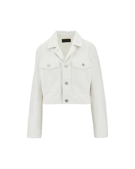 Lemaire White Cropped Denim Blouson Jacket