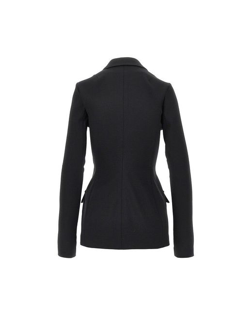 Dolce & Gabbana Black Stretch Wool Fitted Double-Breasted Jacket