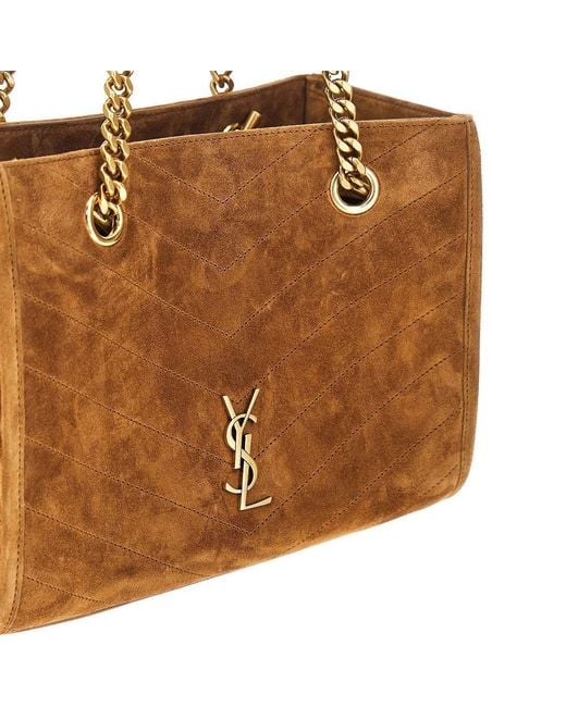 Saint Laurent Brown Suede Leather Small 'Niki' Shopping Bag