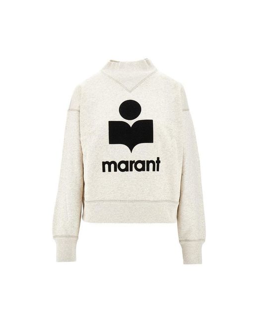 Isabel Marant White 'Moby' Sweatshirt With Flocked Logo