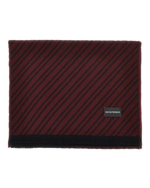 Emporio Armani Purple Jacquard Wool Scarf for men