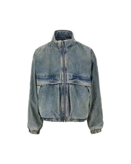 Purple Brand Blue Denim Boxy Fit Bomber Jacket for men