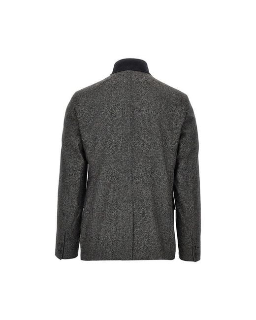 Emporio Armani Gray Mouliné Kniited Jacket for men