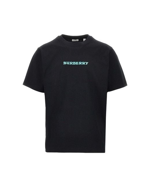 Burberry Black Heritage Logo Print T-Shirt for men