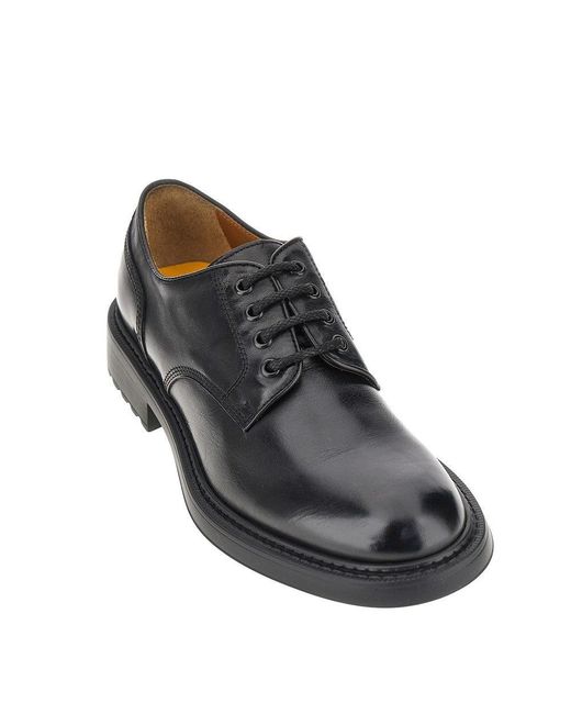Doucal's Black Leather Laced Shoes for men