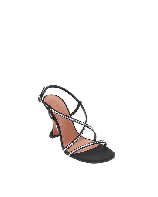 AMINA MUADDI Metallic Satin 'Sally' Sandals With Crystals
