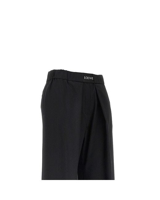 Loewe Black Wool Pants With Elasticated Waist