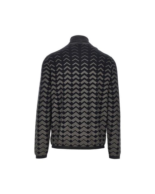 Emporio Armani Black Knitted Turtleneck With Chevron Motif for men